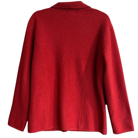 Tabi Red 100% Wool Cardigan Jacket Embroidered Sz M Cottagecore Christmas Granny - Picture 2 of 5